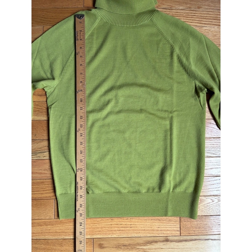 J.Crew Womens Chartreuse Green 100% Merino Wool Turtleneck Sweater L Classic - Picture 4 of 5